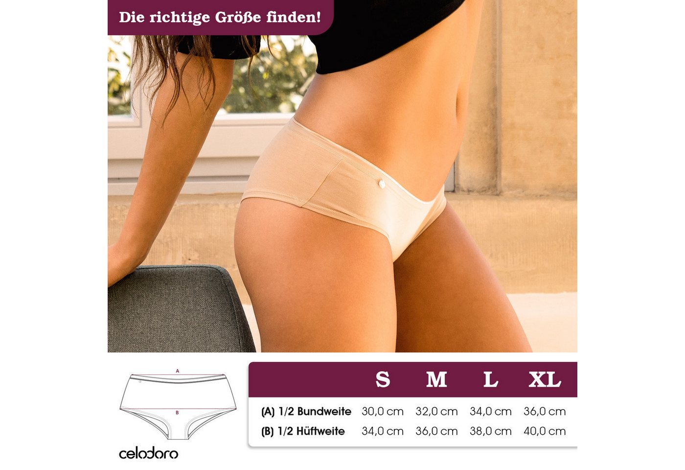 celodoro Panty Damen Basic Panty (3er Pack) Hipster Slip mit Zier-Logo – Bild 5 von 5