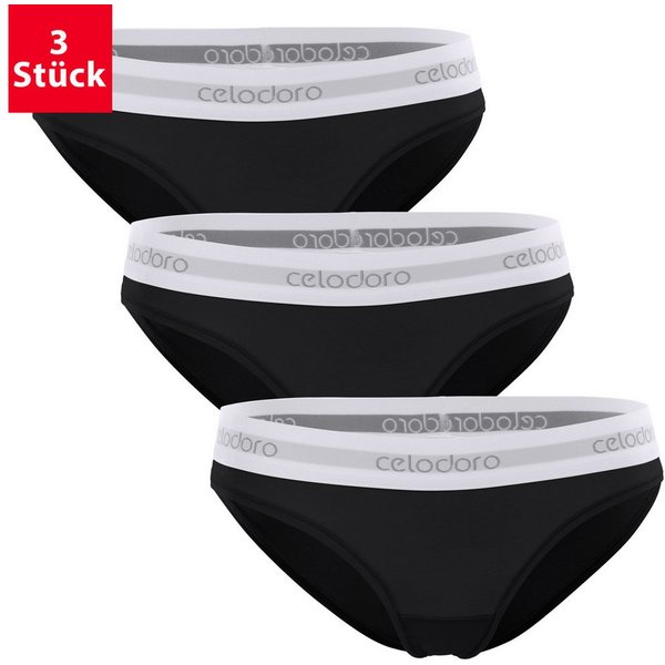 celodoro Slip Damen Bikini Slip (3er Pack) Webgummi-Bund mit Markenlogo