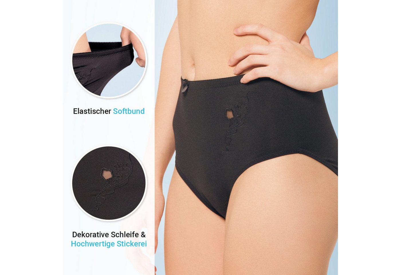 celodoro Slip Damen Taillenslip (6er Pack) Microfaser-Slip mit Stickerei – Bild 2 von 5