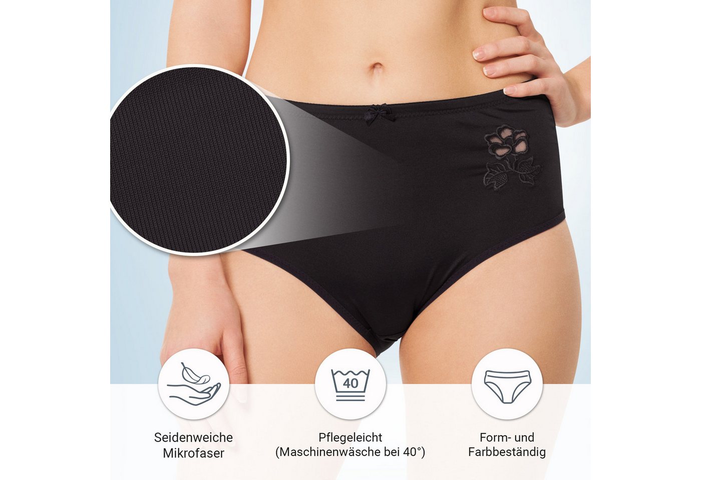 celodoro Slip Damen Taillenslip (6er Pack) Microfaser-Slip mit Stickerei – Bild 4 von 5