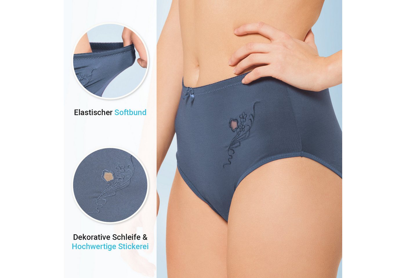 celodoro Slip Damen Taillenslip (6er Pack) Microfaser-Slip mit Stickerei – Bild 2 von 5
