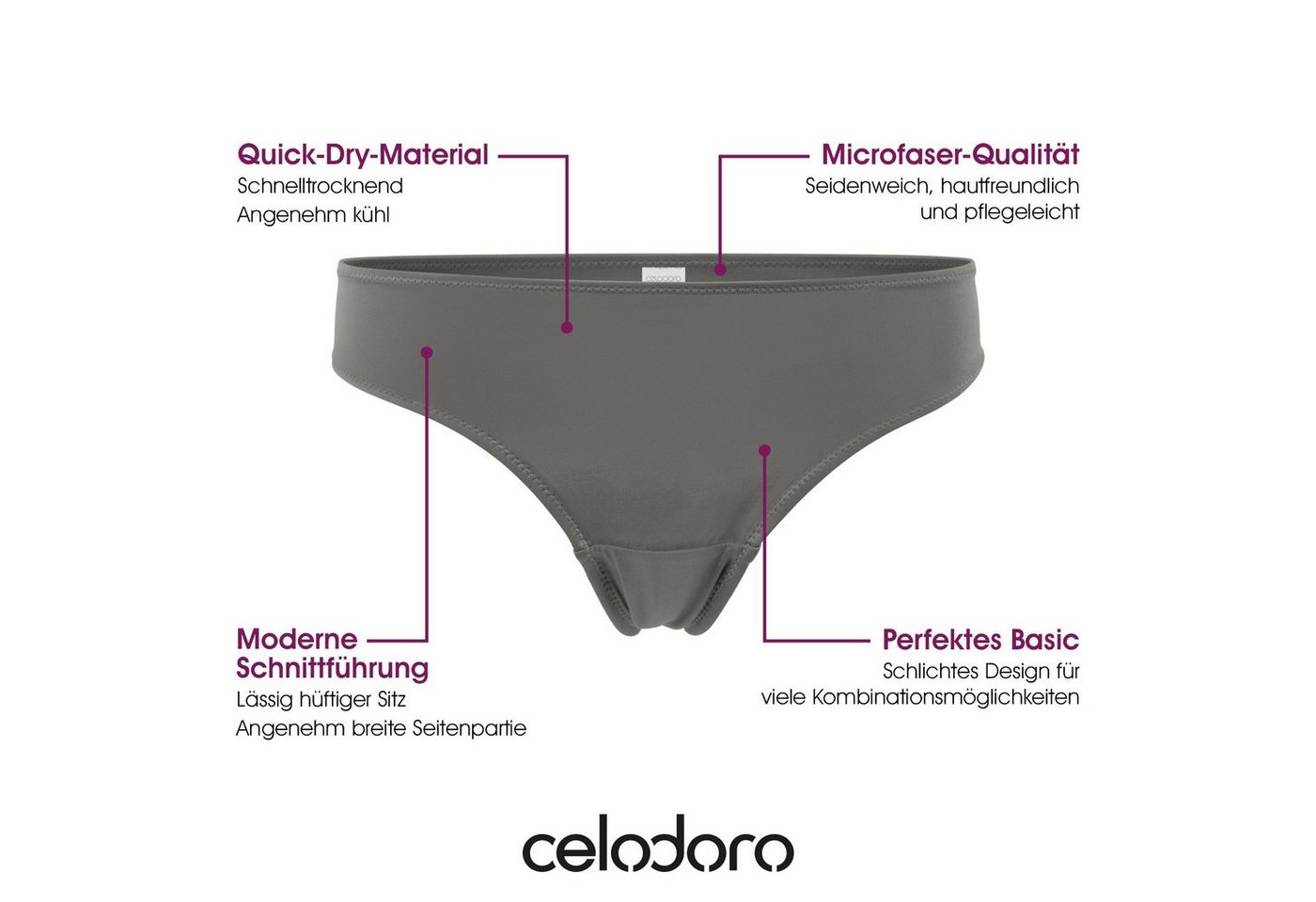 celodoro Tanga Damen String Tanga (6er Pack) Mini-Slips Quick Dry-Faser – Bild 3 von 5