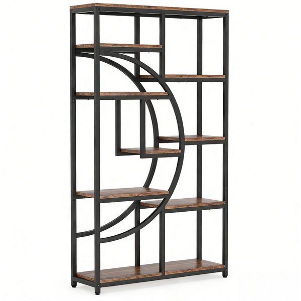 Celya Bücherregal Raumteiler, Standregal mit 9 Ebenen, 175 x 95 x 30 cm