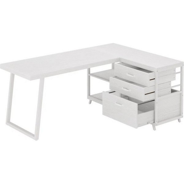 Celya Computertisch 135 cm reversibler L-förmiger Schreibtisch (mit 3 Schubladen und Regalen)