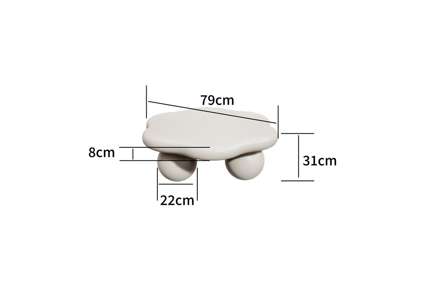 Celya Couchtisch wolkenförmige, moderne minimalistische Leuchte (mit kugelförmigen Beinen, Platzsparendes Design), ideal für Apartments, Schlafzimmer, Balkone o – Bild 2 von 5