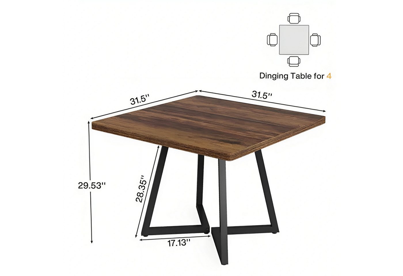 Celya Esstisch Kleiner Konferenztisch, Quadratischer Couchtisch, Homeoffice Tisch (nur Tisch, perfekt für 2–4 Personen) – Bild 2 von 5