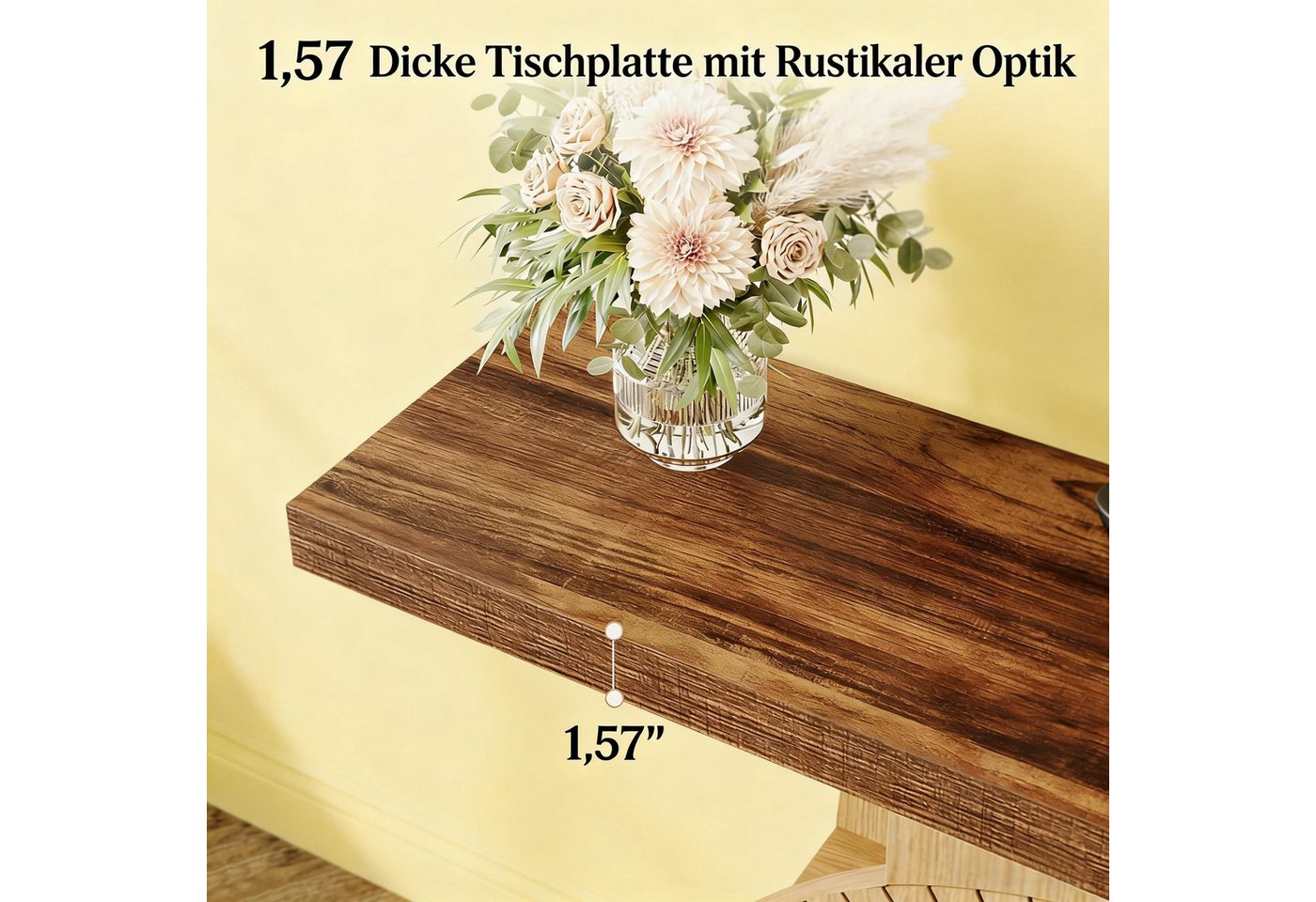 Celya Konsolentisch 100cm Eleganter Sofatisch, Flurtisch aus Holz mit offenen Regalböden – Bild 2 von 5