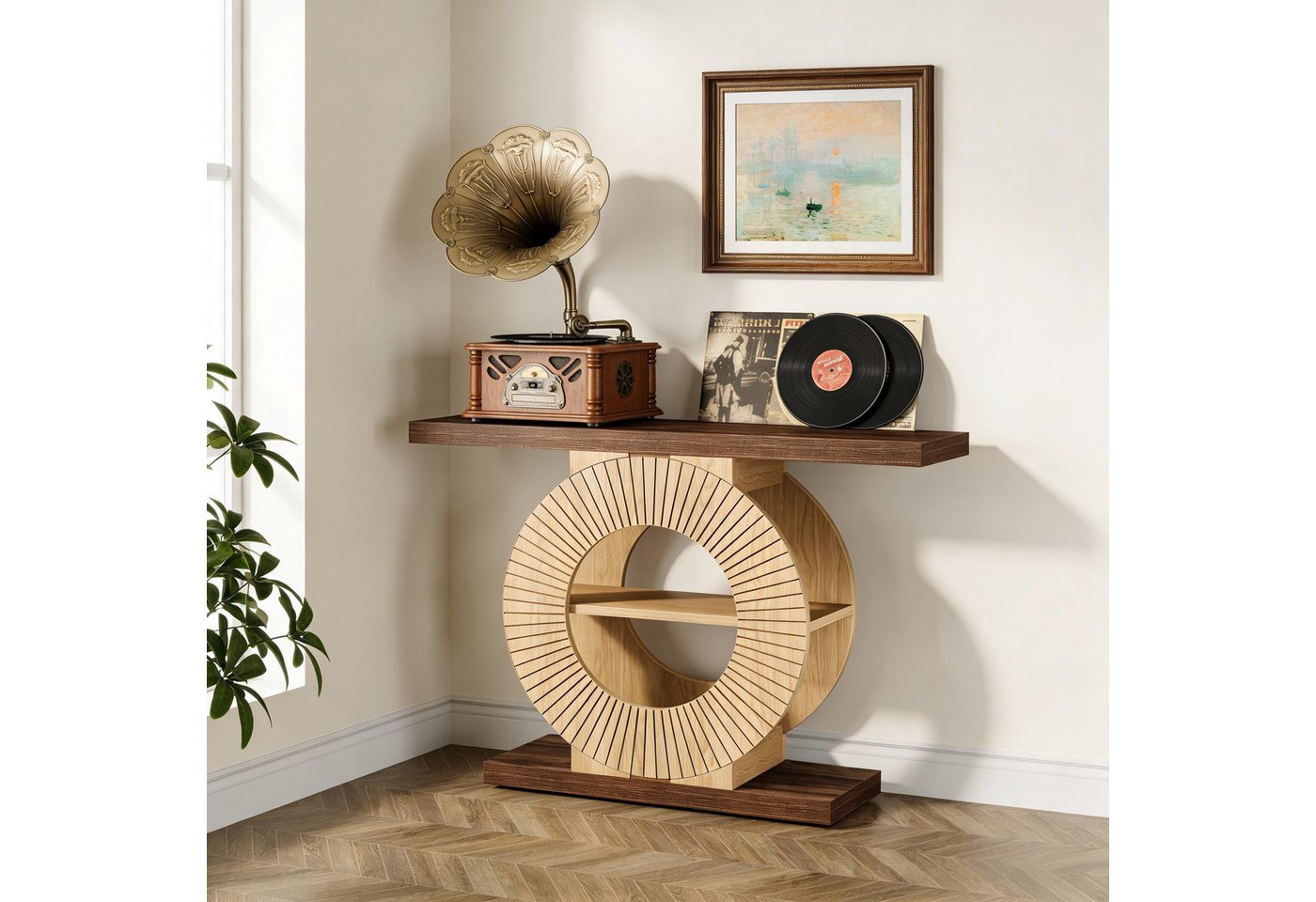 Celya Konsolentisch 100cm Eleganter Sofatisch, Flurtisch aus Holz mit offenen Regalböden – Bild 4 von 5