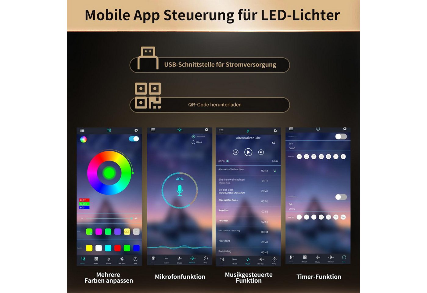 Celya Küchenbuffet Küchenschränke,Sideboards mit braunen Glastüren und LED-Beleuchtung (mit App-Steuerung, 1-St., B120/T40/H179 cm) Geschirrschrank mit verstell – Bild 5 von 5