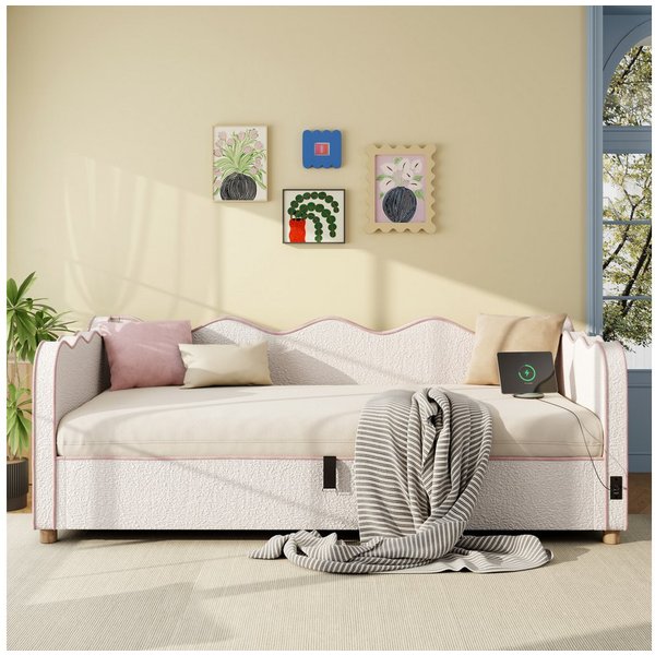 Celya Polsterbett Daybett, Tagesbett, Schlafsofa mit hydraulischem Stauraum (ohne Matratze, mit USB- und Type-C-Anschluss), ideal für moderne Kinder- und Jugend