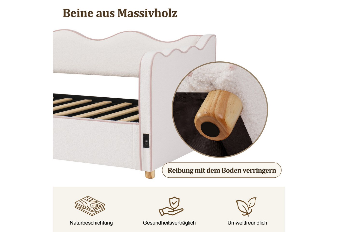 Celya Polsterbett Daybett, Tagesbett, Schlafsofa mit hydraulischem Stauraum (ohne Matratze, mit USB- und Type-C-Anschluss), ideal für moderne Kinder- und Jugend – Bild 4 von 5