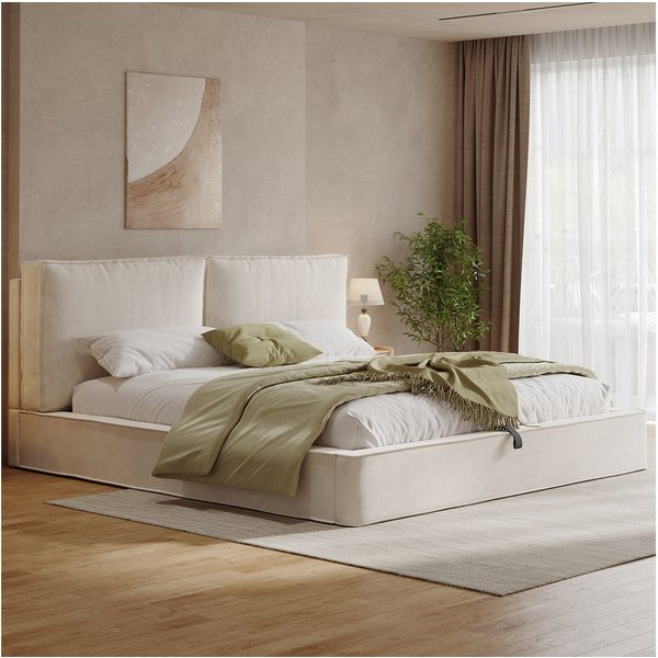 Celya Polsterbett Doppelbett,160 x 200cm,hydraulisches Funktionsbett (ohne Matratze, Bett mit Lattenrost, gepolstertes Kopfteil, Chenille)