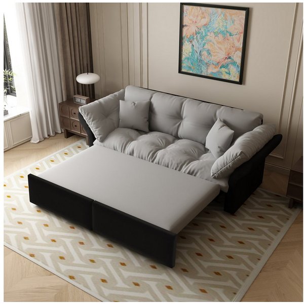 Celya Schlafsofa 203 cm ausziehbar, 3-in-1 Konvertibles, mit Tufting und 2 weichen Kissen