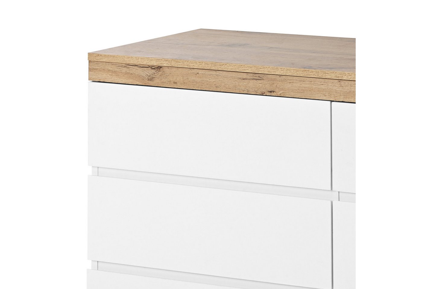 Celya Sideboard Kommode mit 6 Schubladen 110 x 40 x 67,3 cm, fü¼r Wohnzimmer und Schlafzimmer E1-Spanplatte WeiB – Bild 5 von 5