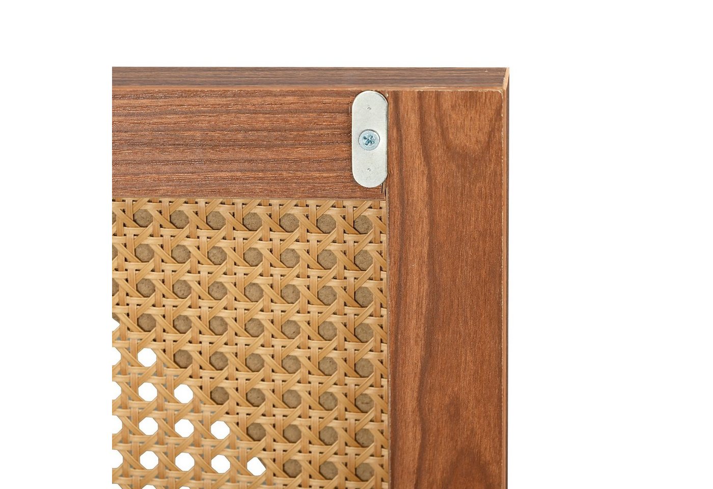Celya Sideboard Sideboard mit 3 Rattan verzierten Türen Kommode Highboard,130cm, mit Metallgriffe – Bild 5 von 5