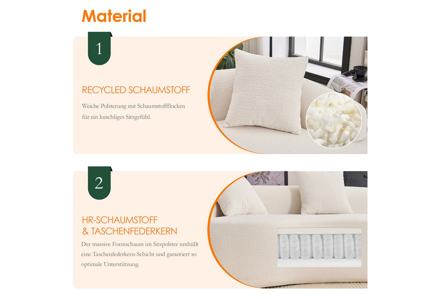 Celya Sofa Geschwungenes Sofa 4-Sitzer Modernes Chenille Modulsofa, Kompaktes Sofa, modernes Design, keine Montage erforderlich., ideal für Wohnzimmer und Apart – Bild 3 von 5