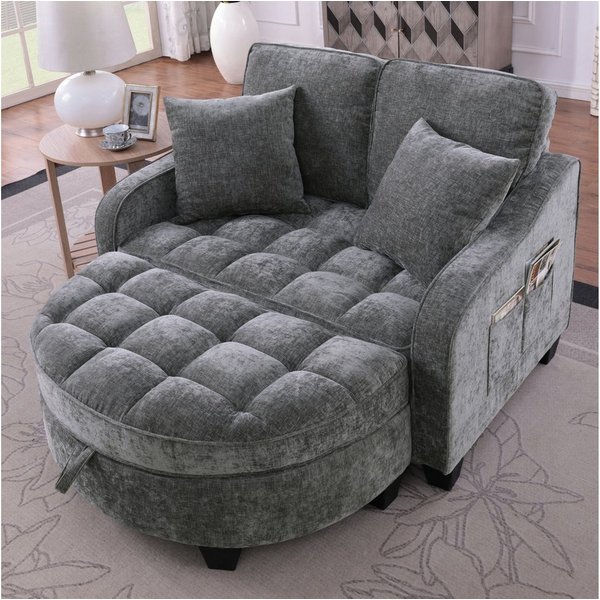 Celya Sofa Multifunktionales Sofa, 2-in-1 Sofa-Bett, mit Aufbewahrungs-Hocker, atmungsaktiver hautfreundlicher Stoff, für kleine Wohnzimmer, Studienzimmer, Schl