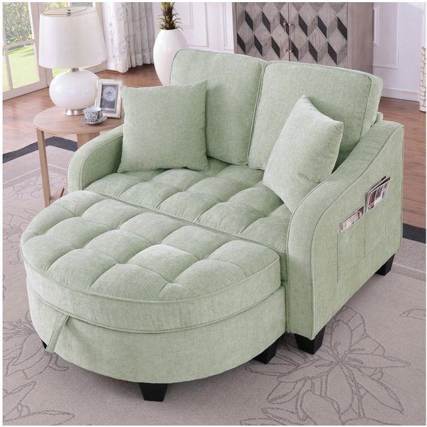 Celya Sofa Multifunktionales Sofa, 2-in-1 Sofa-Bett, mit Aufbewahrungs-Hocker, atmungsaktiver hautfreundlicher Stoff, für kleine Wohnzimmer, Studienzimmer, Schl
