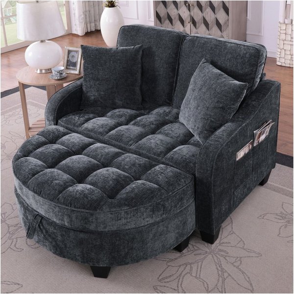 Celya Sofa Multifunktionales Sofa, 2-in-1 Sofa-Bett, mit Aufbewahrungs-Hocker, atmungsaktiver hautfreundlicher Stoff, für kleine Wohnzimmer, Studienzimmer, Schl