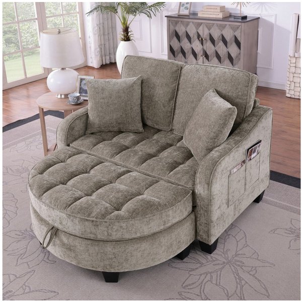 Celya Sofa Multifunktionales Sofa, 2-in-1 Sofa-Bett, mit Aufbewahrungs-Hocker, atmungsaktiver hautfreundlicher Stoff, für kleine Wohnzimmer, Studienzimmer, Schl