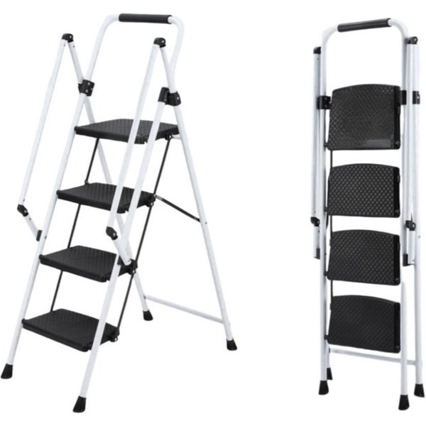 Celya Trittleiter Klappbarer Leiterhocker (mit breite rutschfeste Trittfläche und Sicherheitsgriff), ideal für Haushalt, Büro oder Hobbyraum