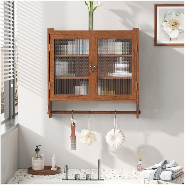 Celya Wandhängeschrank Glas-Wandregal, Hängeschrank küche, 63cm Wandregal mit Handtuchhalter für Küche und Esszimmer