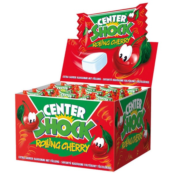 CENTER SHOCK Süßigkeit, Center Shock Rolling Cherry saures Kaugummi mit Kirschgeschmack 400g