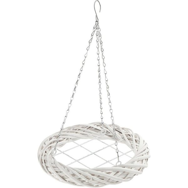 CEPEWA Dekokranz Weidenkranz zum Aufhängen oder Legen 35cm weiß Metallkette Dekokranz