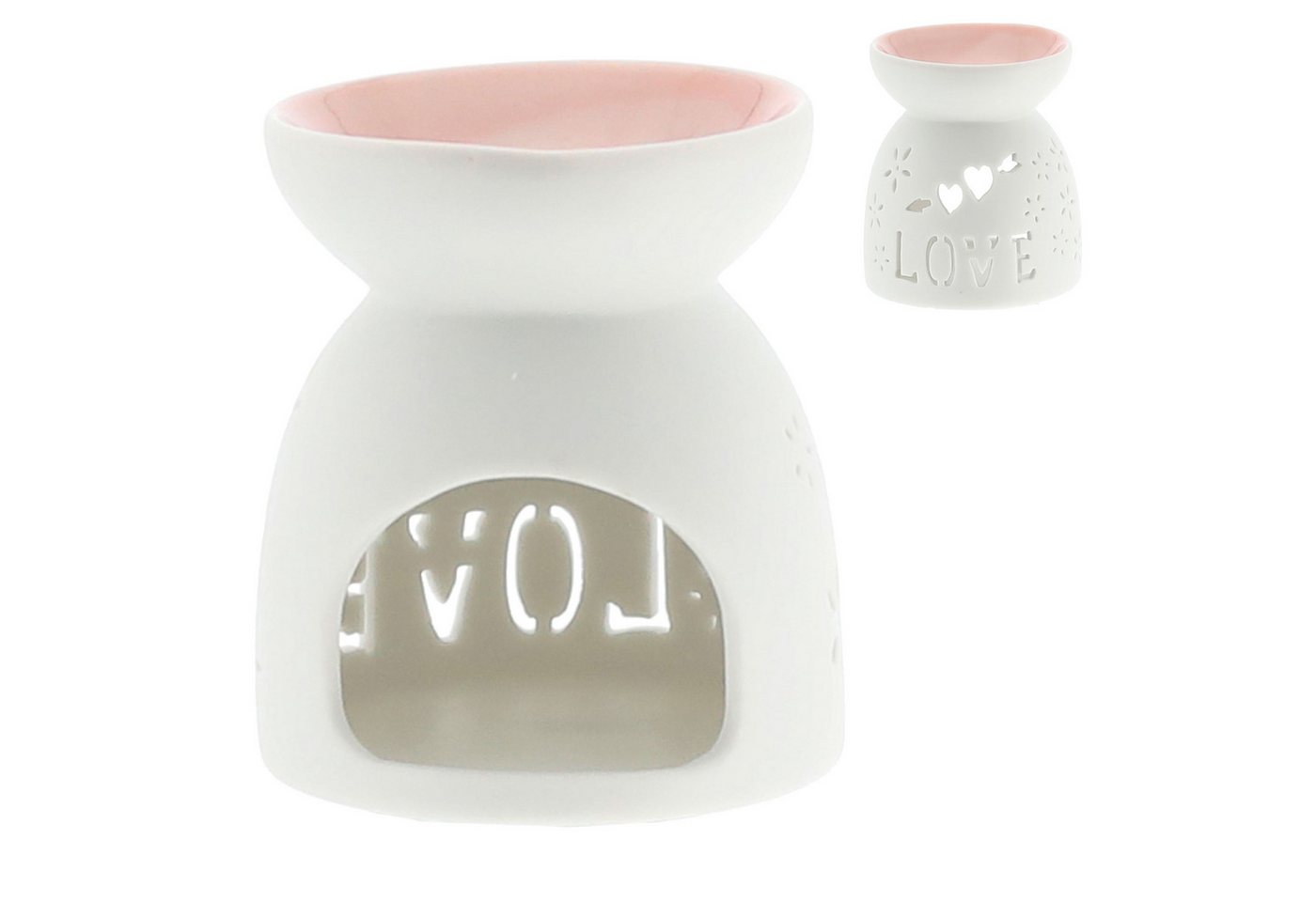 CEPEWA Duftlampe Duftlampe 4er Set Keramik 9x9,5cm Schrift Muster weiß blau rosa grün – Bild 5 von 5