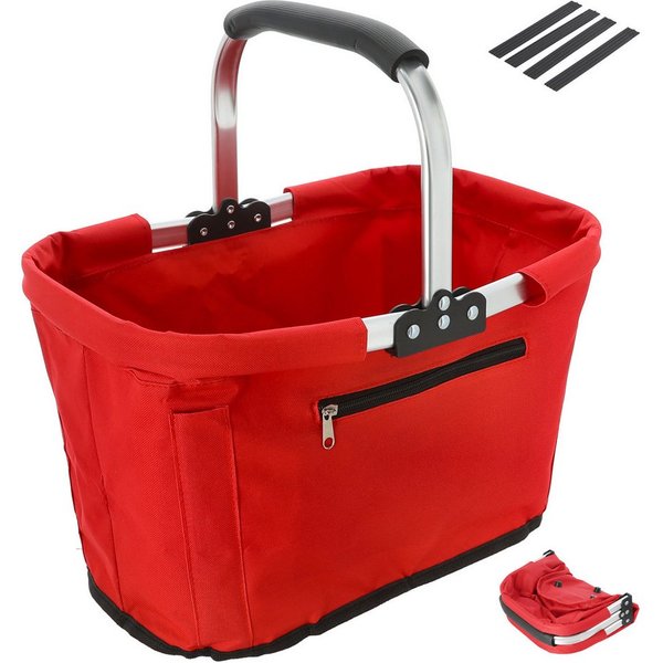 CEPEWA Einkaufskorb Einkaufskorb faltbar rot Alu Polyester 600D 42x40x28cm verstärkt Griff