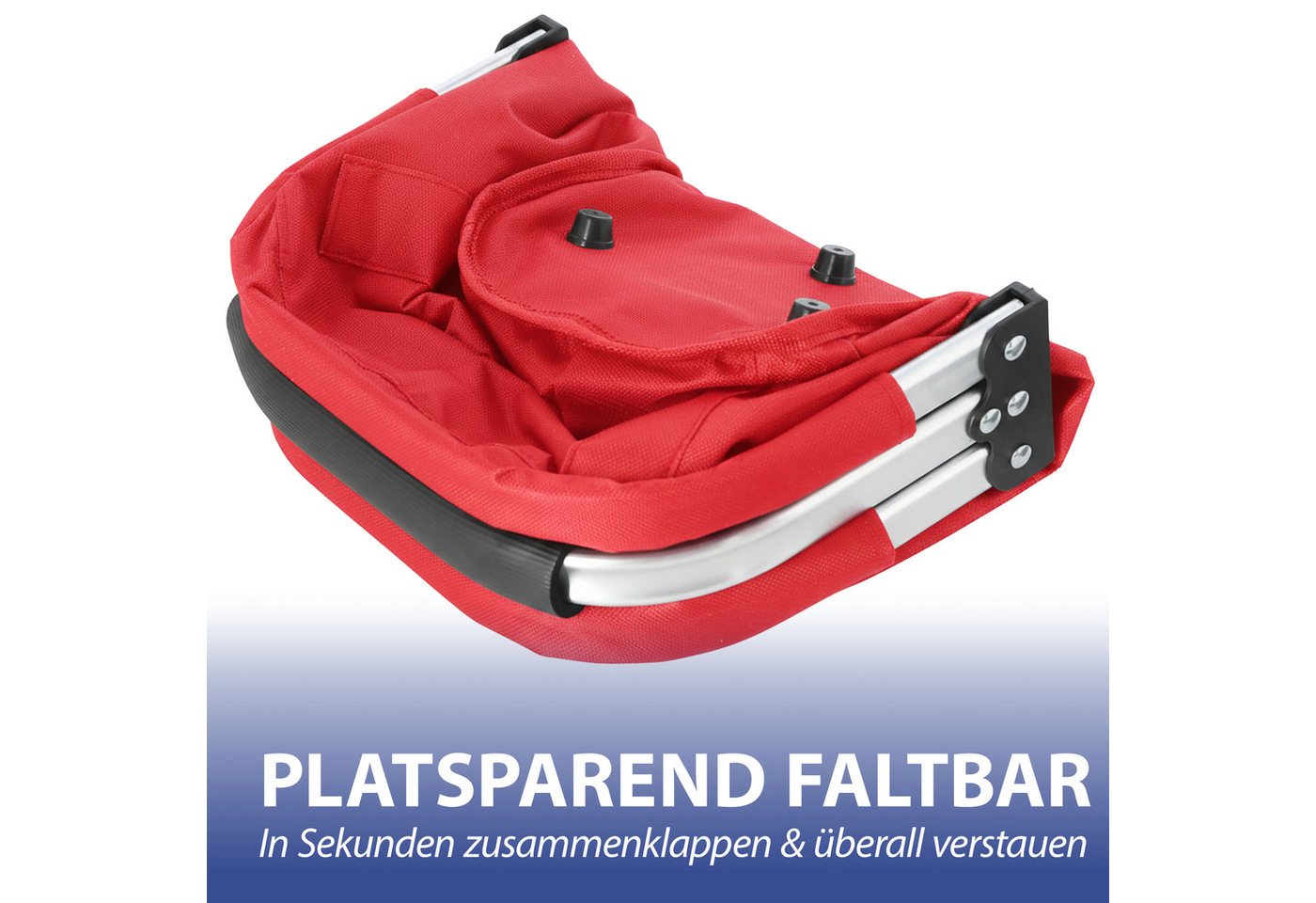 CEPEWA Einkaufskorb Einkaufskorb faltbar rot Alu Polyester 600D 42x40x28cm verstärkt Griff – Bild 4 von 5
