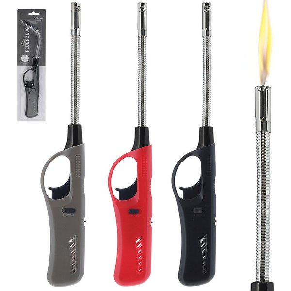 CEPEWA Feuerzeug Stabfeuerzeug 3er Set flexibel 3 Farben ABS Eisen 4,5x27x2cm füllbar