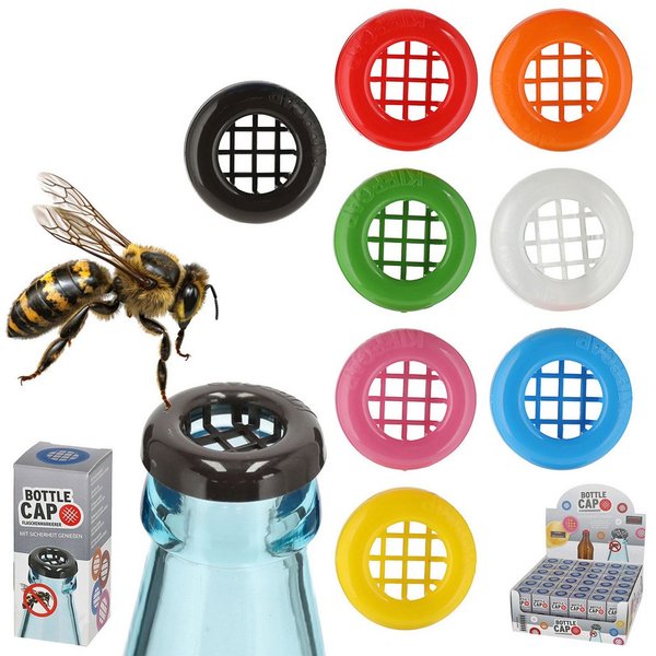 CEPEWA Flaschenverschluss Flaschenverschluss 8er Set Ø2,8xH0,6cm PE 8 Farben Insektenschutz