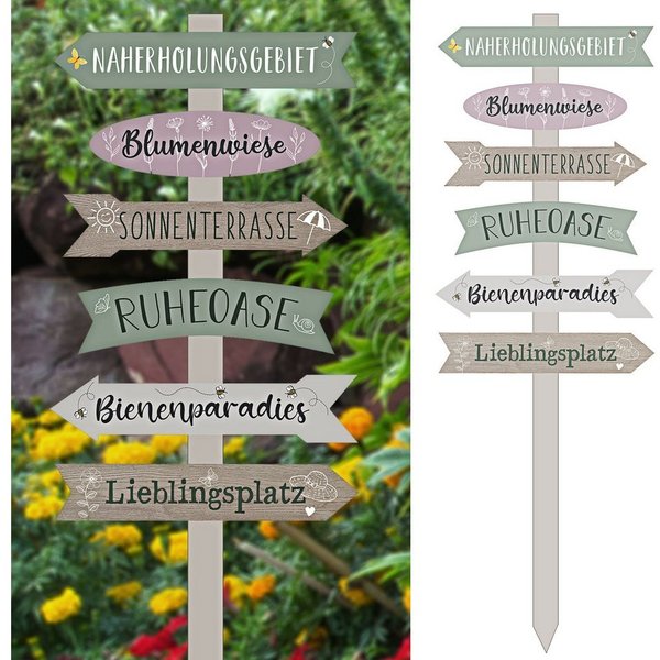 CEPEWA Gartenstecker Gartenschild Wegweiser 6 Planken