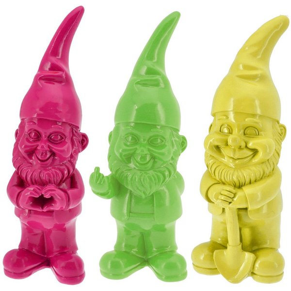 CEPEWA Gartenzwerg XL Gartenzwerg 3er Set Polyresin pink gelb grün 13x40x12cm Figur