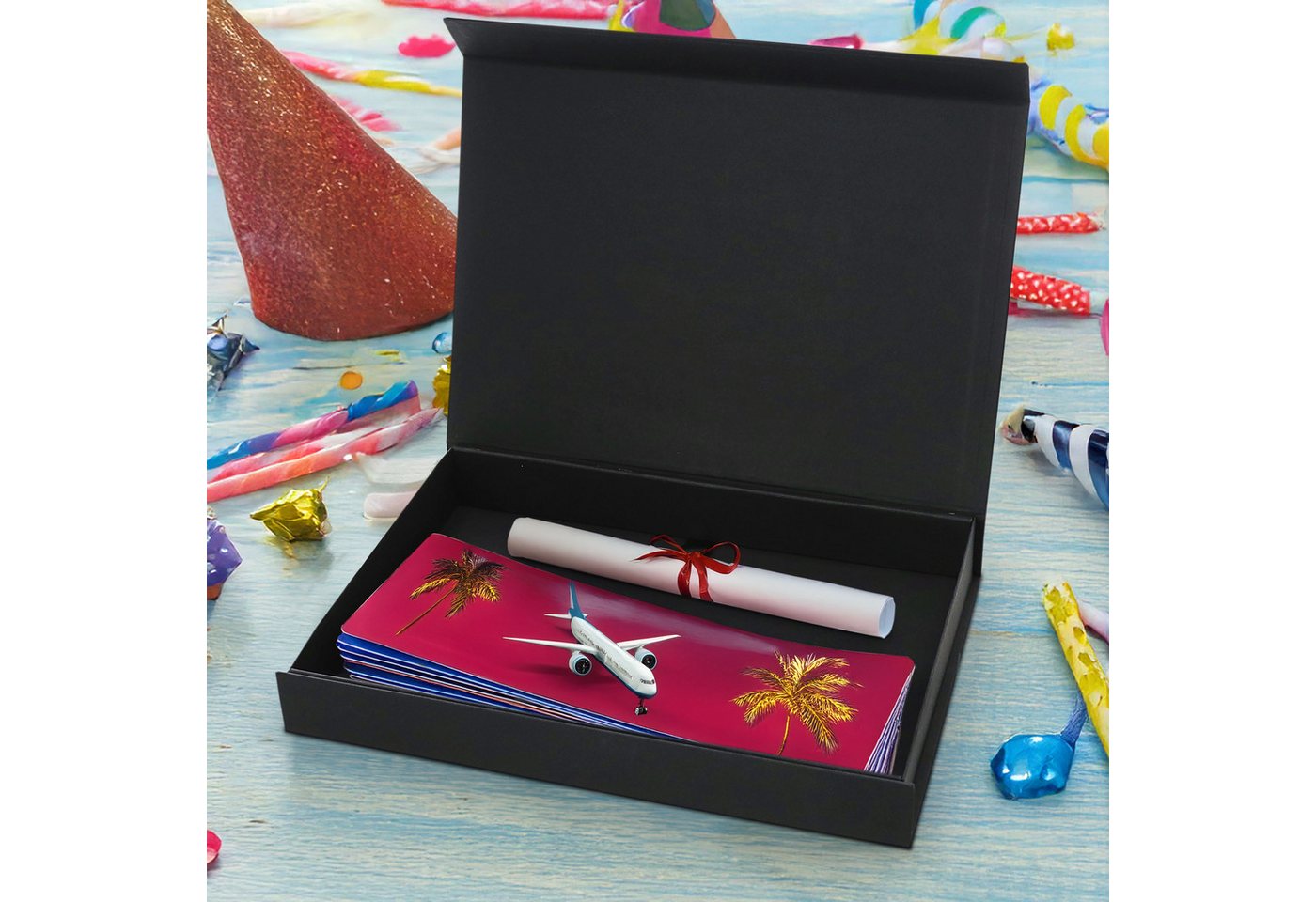 CEPEWA Geschenkbox Geschenkverpackung 'Happy Birthday' Magnetverschluss 32x4,5x23cm weiß – Bild 3 von 5