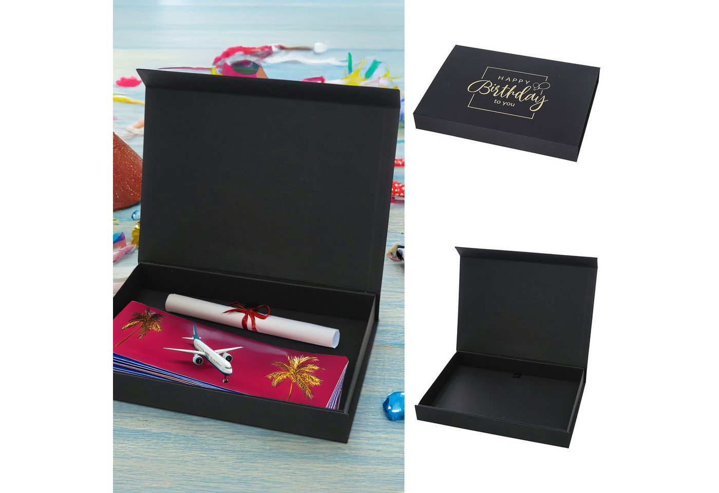CEPEWA Geschenkbox Geschenkverpackung 'Happy Birthday' Magnetverschluss 32x4,5x23cm weiß – Bild 4 von 5
