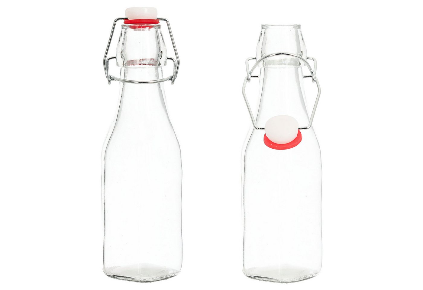CEPEWA Isolierflasche Bügelflasche 6er Set eckig 6,5x20cm 250ml Glas Metall Dichtung – Bild 5 von 5