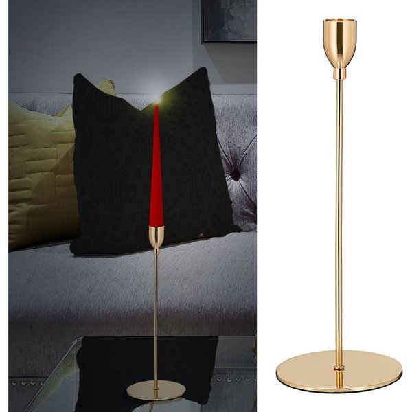 CEPEWA Kerzenständer Kerzenständer Shiny Gold 28cm Eisen Kratzschutz Stabkerzenhalter