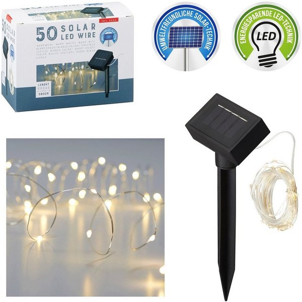 CEPEWA LED-Lichterkette 1x SOLAR LED-Lichterkette, 50x LED, 5.90m