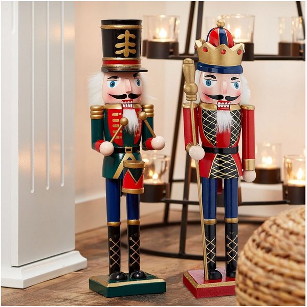 CEPEWA Nussknacker Nussknacker 2er Set König+Trommler Weihnachten
