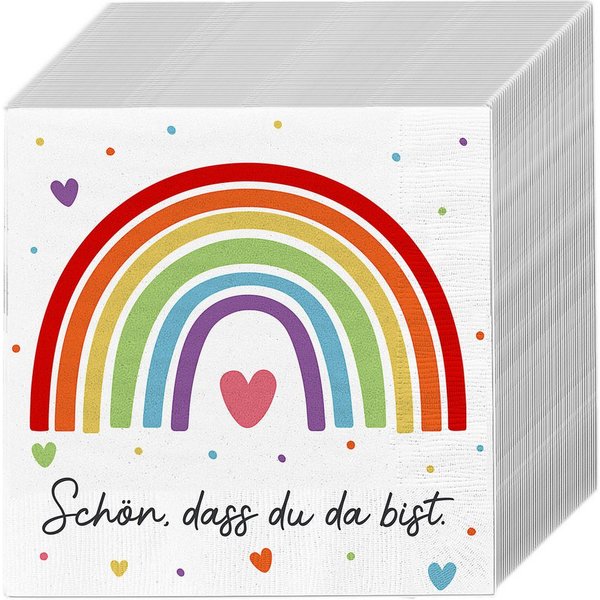 CEPEWA Papierserviette Servietten 'Regenbogen' 80er Set 33x33cm 3-lagig Papierserviette Tuch