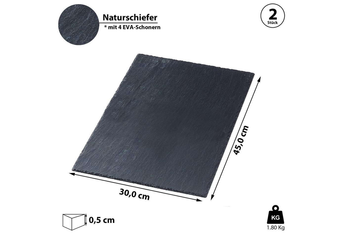 CEPEWA Servierplatte Schieferplatte 45x30cm 2er Set Tischuntersetzer – Bild 2 von 5