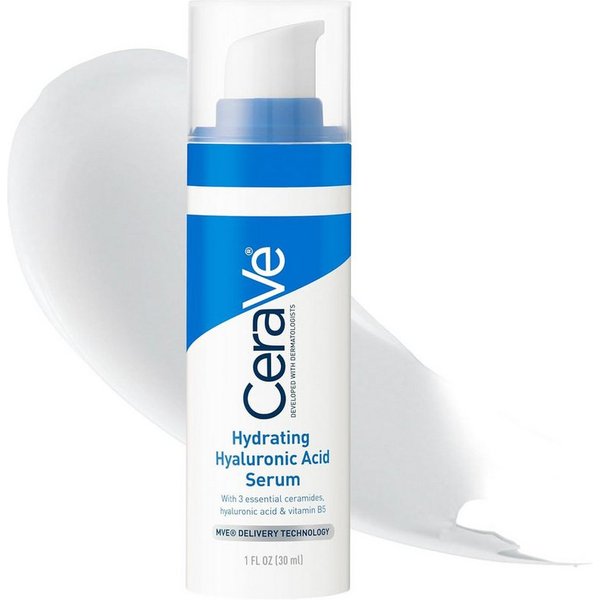 CeraVe Gesichtsserum Feuchtigkeitsspendendes Hyaluronsäure mit 3 essenziellen Ceramiden und Vitamin B5, 30 ml, Aufpolsterndes Gesichtsserum für trockene bis nor