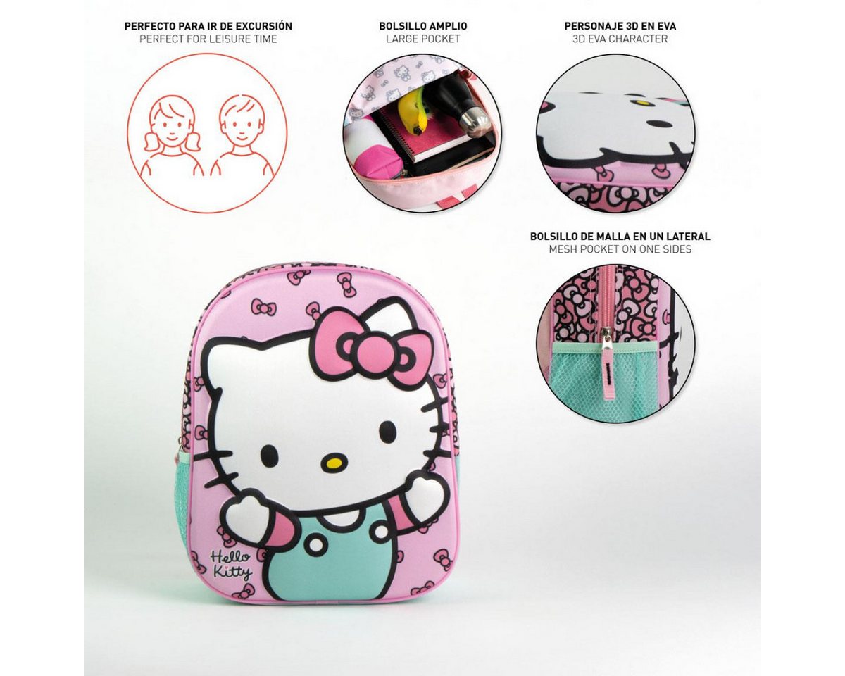 Cerda Kinderrucksack Hello Kitty 3D Kindergarten Rucksack Vorschule leicht – Bild 4 von 5
