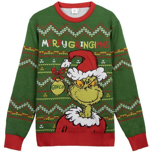 Cerda Strickpullover Grinch Weihnachts – Lustiger Party Pullover 100 % Polyester