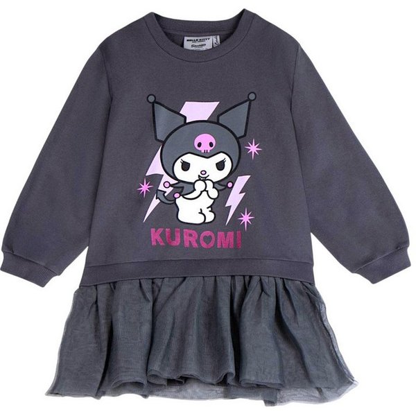 Cerdá Sweatkleid Hello Kitty - Kuromi Mädchen Langarmkleid Print &Tüllrock Gr. 104 -140 cm