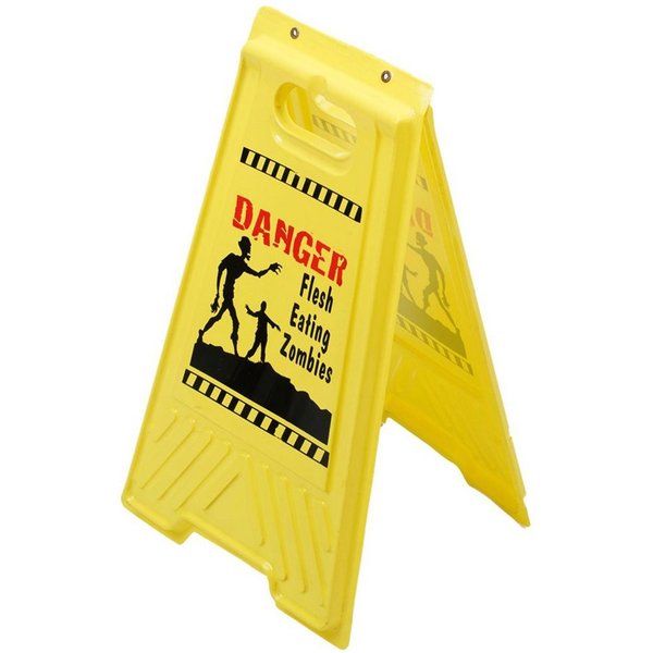 CHAKS Dekoobjekt Danger Zombie Warnschild - Halloween Deko Outdoor, Halloween Deko Outdoor