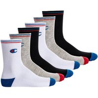 CHAMPION Champion Unisex Socken, 6 Paar - Crew Socken, Logo, Streifen, Größe EU 35-38 in Schwarz