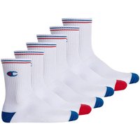 CHAMPION Champion Unisex Socken, 6 Paar - Crew Socken, Logo, Streifen, Größe EU 43-46 in Weiß